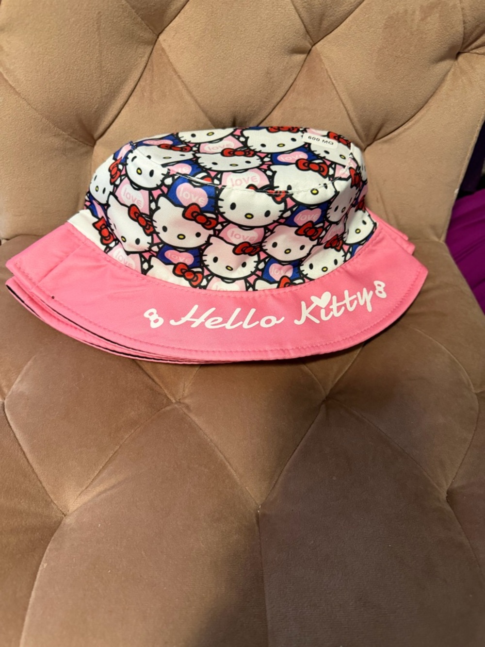 Hello Kitty White & Pink Character Print Bucket Hat